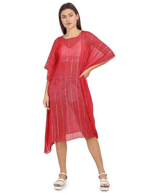 striped asymmetric kaftan dress - 17535313 - Standard Image - 1