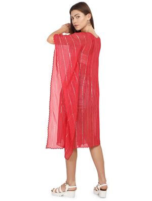striped asymmetric kaftan dress - 17535313 - Standard Image - 3