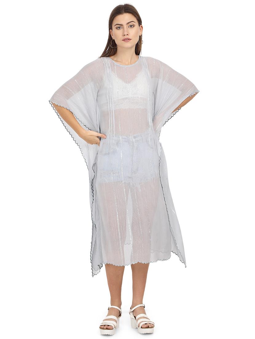 striped asymmetric kaftan dress - 17535315 - Zoom Image - 1
