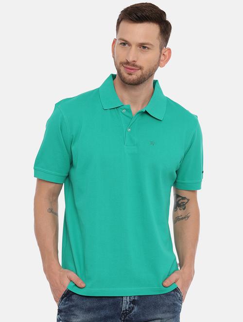 green solid polo t-shirt - 17535339 - Standard Image - 1