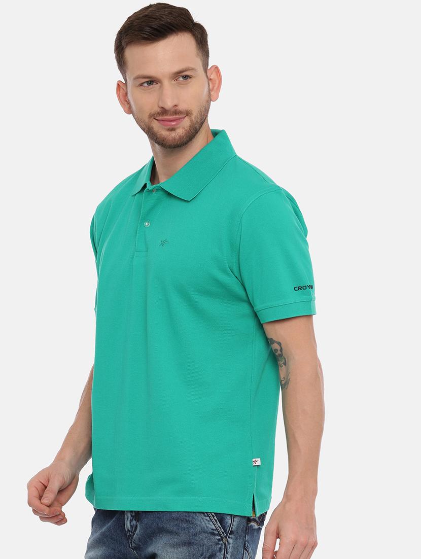 green solid polo t-shirt - 17535339 - Zoom Image - 2
