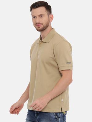 beige solid polo t-shirt - 17535343 - Standard Image - 2