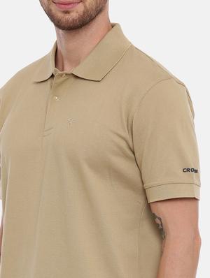 beige solid polo t-shirt - 17535343 - Standard Image - 4