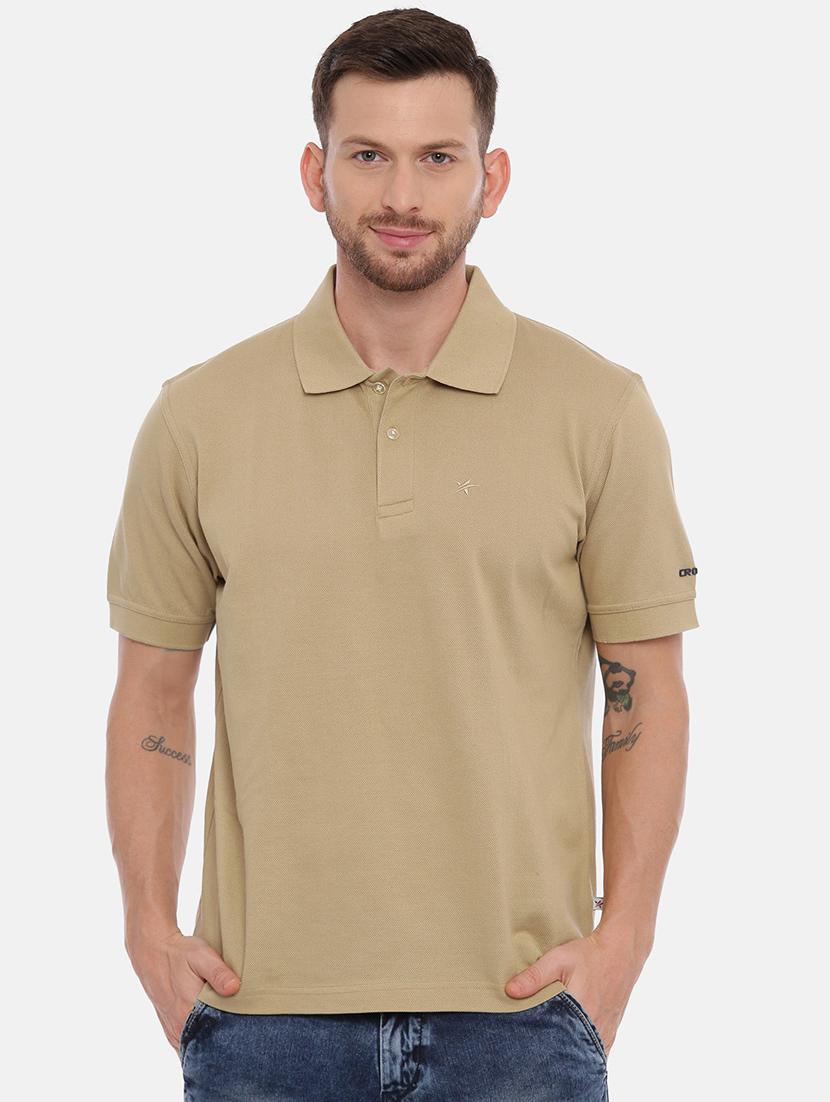 beige solid polo t-shirt - 17535343 - Zoom Image - 1
