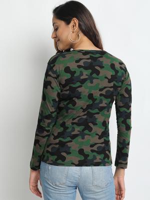 criss cross neck camouflage tee - 17535354 - Standard Image - 3