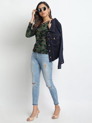 criss cross neck camouflage tee - 17535354 - Standard Image - 4