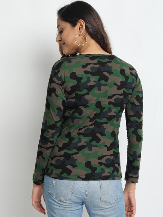 criss cross neck camouflage tee - 17535354 - Zoom Image - 3