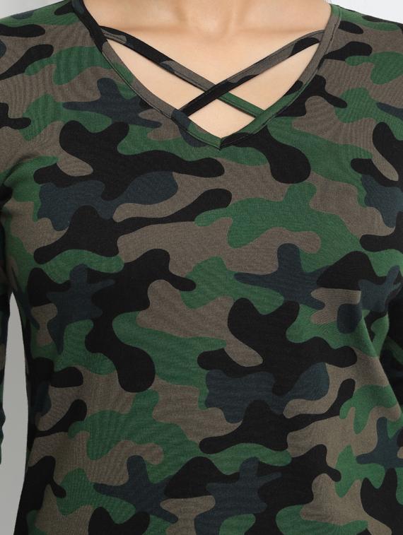 criss cross neck camouflage tee - 17535354 - Zoom Image - 5