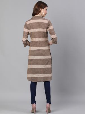 striped straight kurta - 17535372 - Standard Image - 3