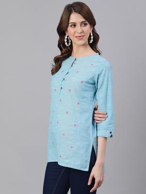 embroidered straight kurti - 17535374 - Standard Image - 2