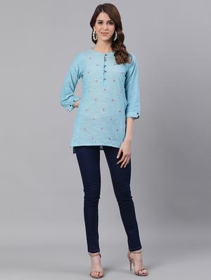 embroidered straight kurti - 17535374 - Standard Image - 4