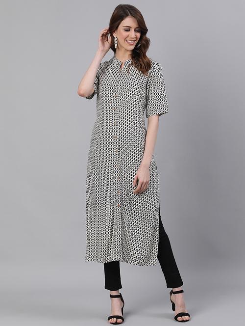 printed straight kurta - 17535381 - Standard Image - 1