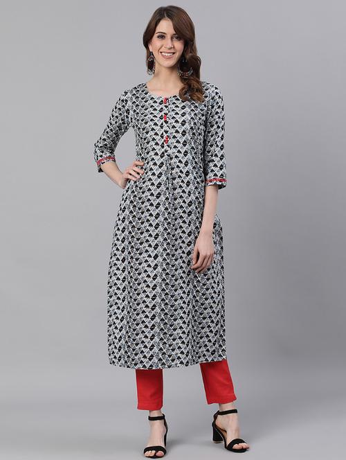 geometric print straight kurta - 17535387 - Standard Image - 1