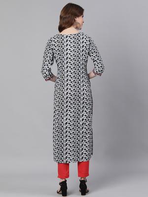 geometric print straight kurta - 17535387 - Standard Image - 3