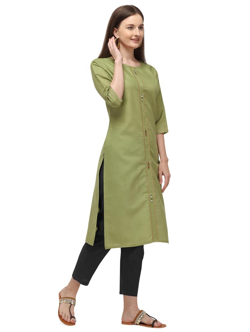 solid straight kurta - 17535421 - Zoom Image - 2