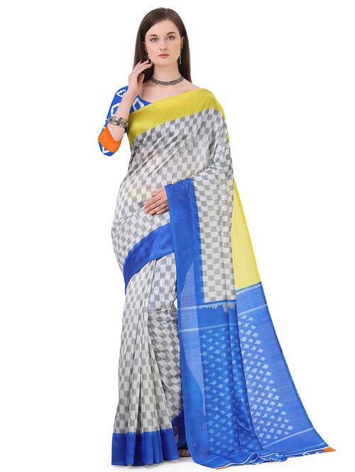 geometrical kanjivaram saree with blouse - 17535525 - Very Small Image - 1