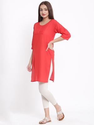 yoke embroidered straight kurta - 17535679 - Standard Image - 2