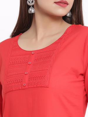 yoke embroidered straight kurta - 17535679 - Standard Image - 4