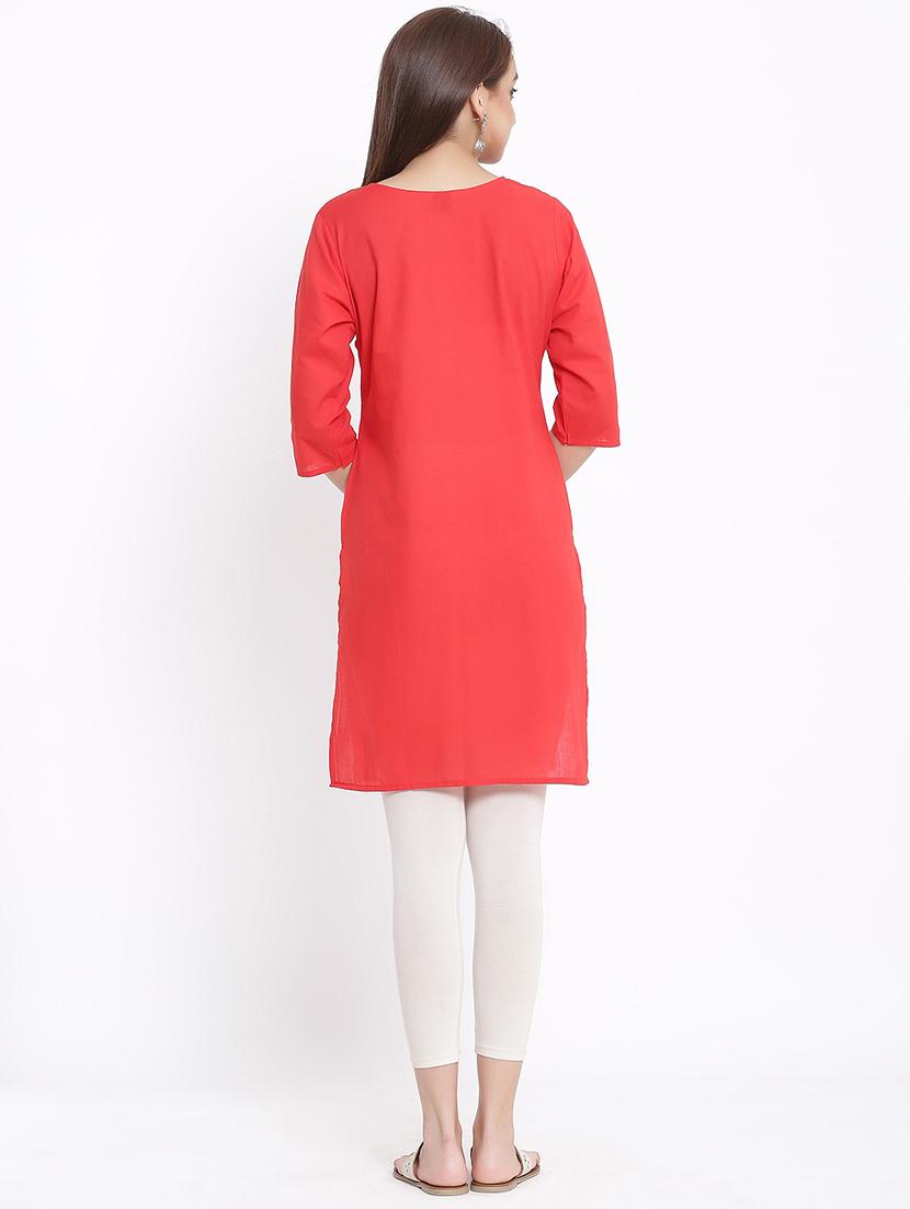 yoke embroidered straight kurta - 17535679 - Zoom Image - 3