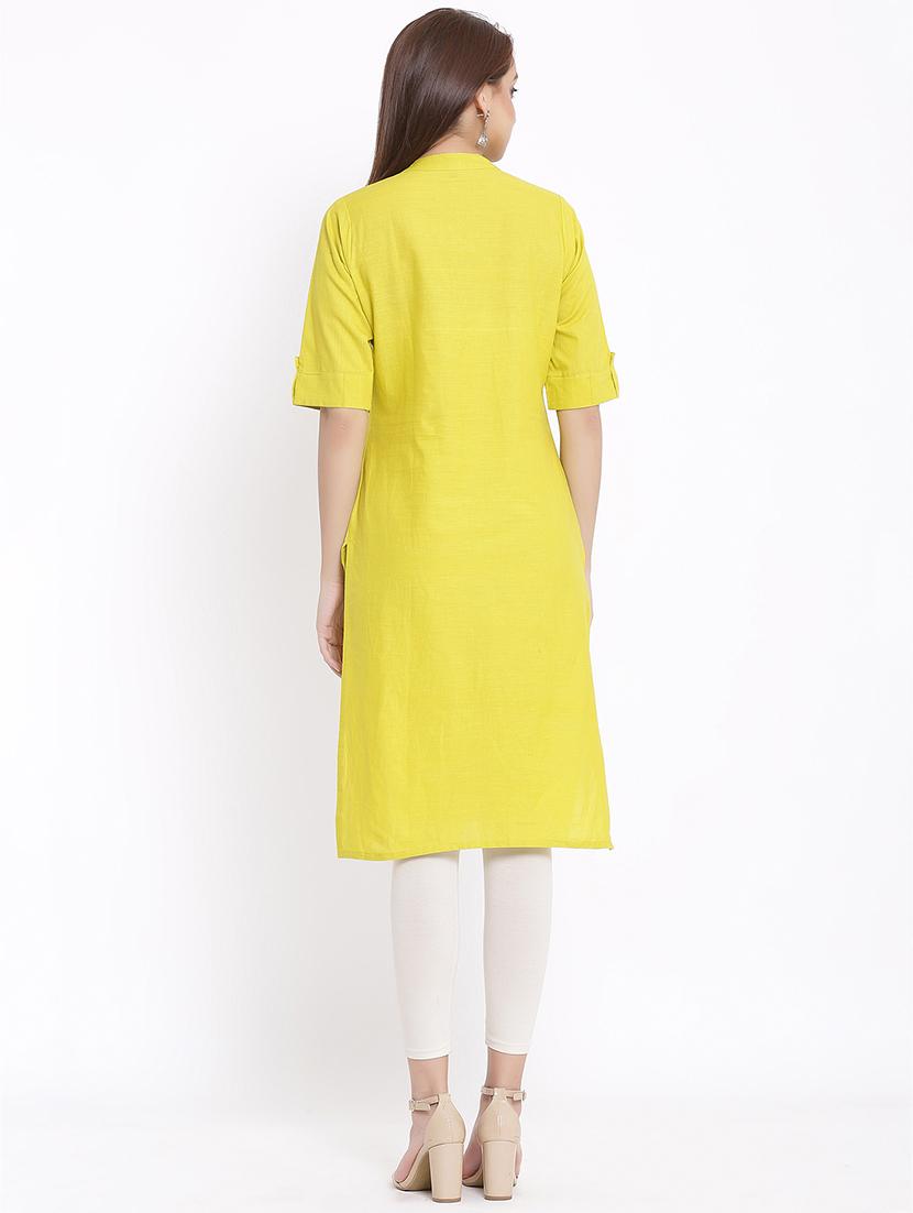 solid straight kurta - 17535690 - Zoom Image - 3