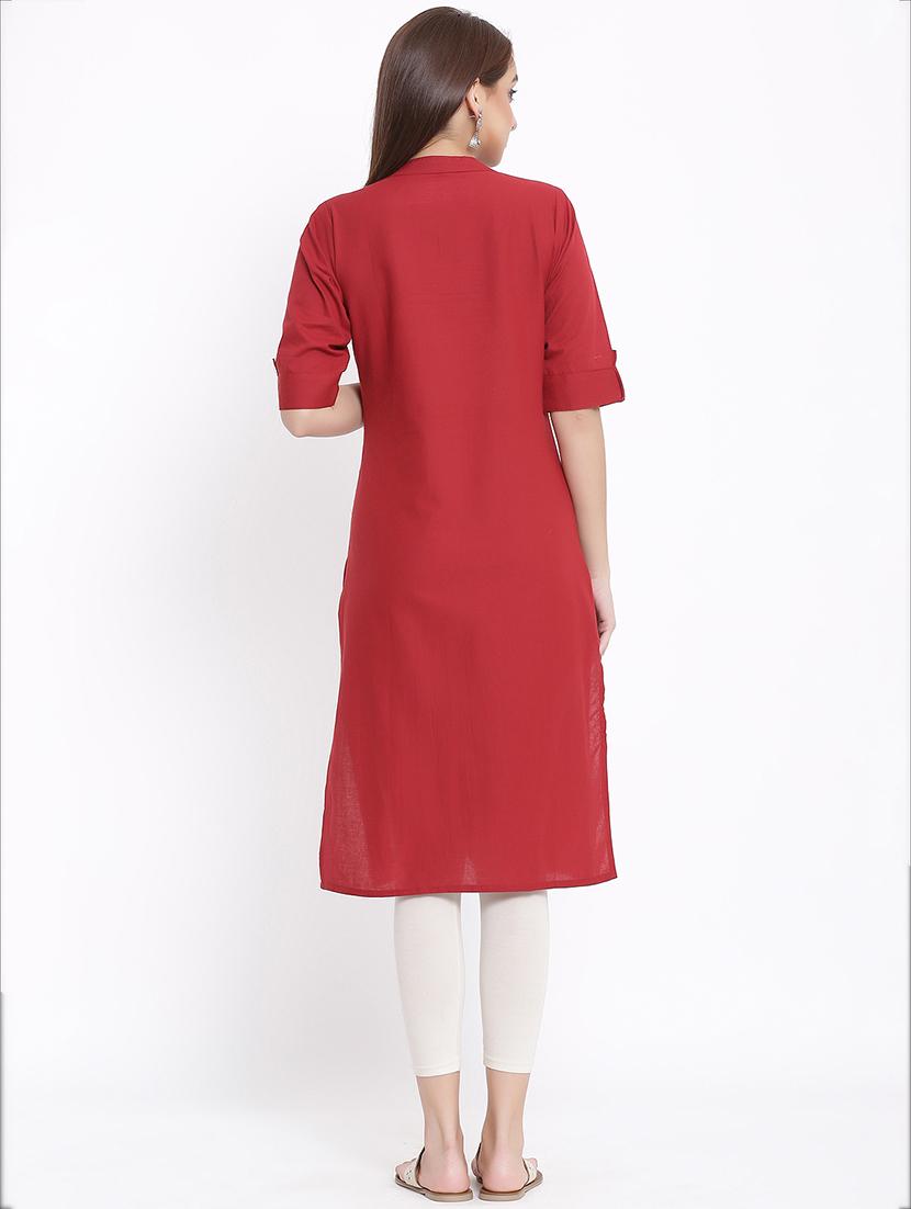 solid straight kurta - 17535691 - Zoom Image - 3