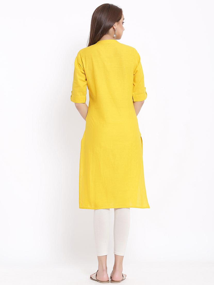 solid straight kurta - 17535692 - Zoom Image - 3