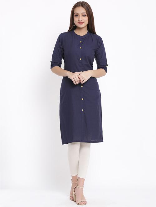 solid straight kurta - 17535693 - Standard Image - 1