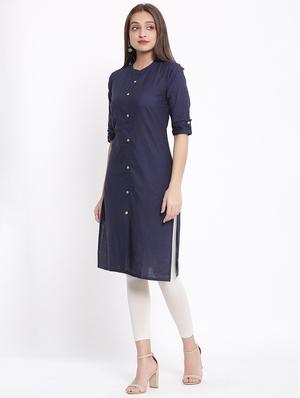 solid straight kurta - 17535693 - Standard Image - 2