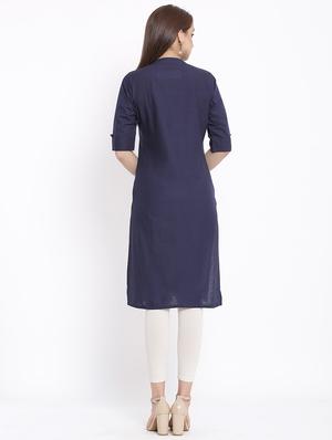 solid straight kurta - 17535693 - Standard Image - 3
