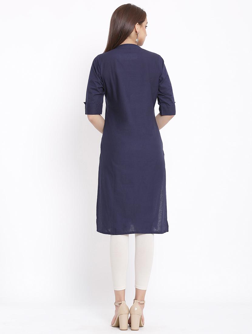 solid straight kurta - 17535693 - Zoom Image - 3