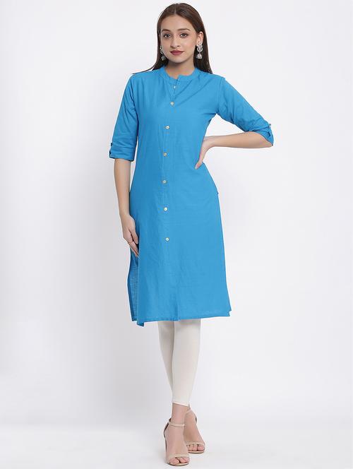 solid straight kurta - 17535696 - Standard Image - 1
