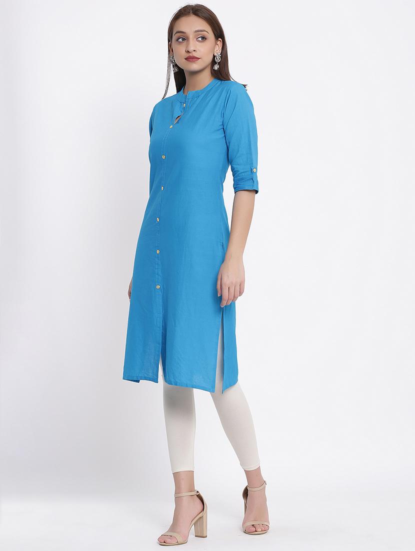 solid straight kurta - 17535696 - Zoom Image - 2
