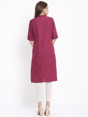solid straight kurta - 17535697 - Standard Image - 3