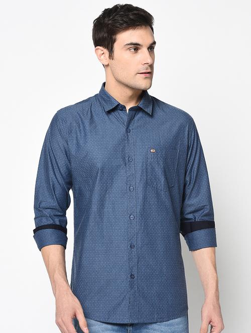 blue self design casual shirt - 17535715 - Standard Image - 1
