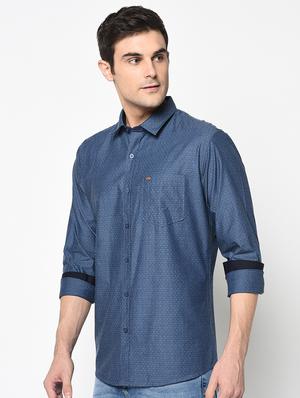blue self design casual shirt - 17535715 - Standard Image - 2