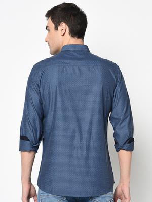 blue self design casual shirt - 17535715 - Standard Image - 3
