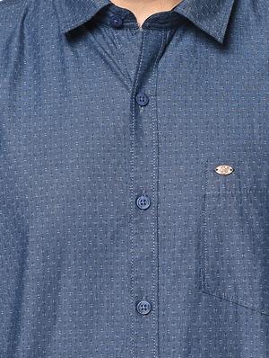blue self design casual shirt - 17535715 - Standard Image - 5