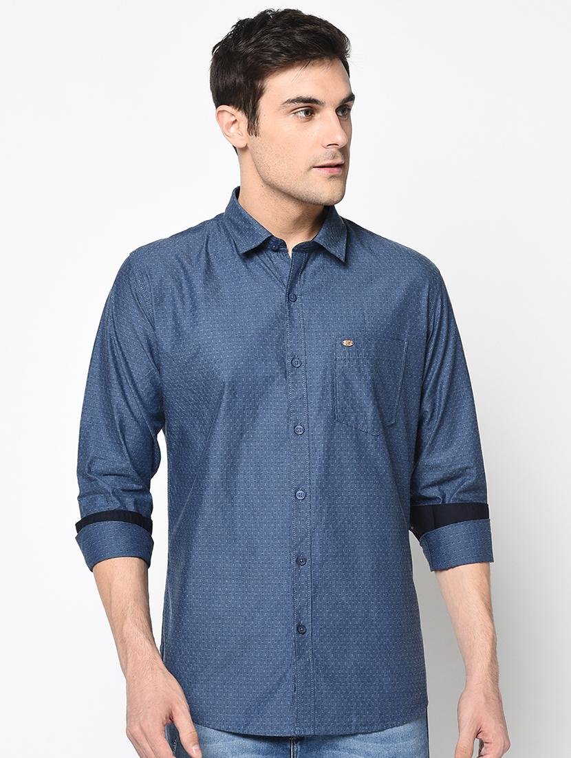 blue self design casual shirt - 17535715 - Zoom Image - 1