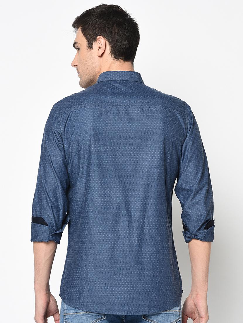 blue self design casual shirt - 17535715 - Zoom Image - 3