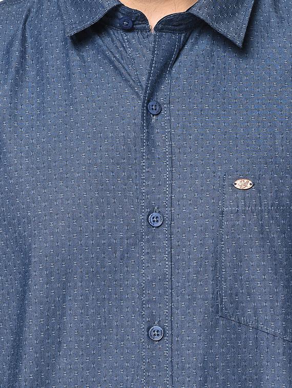 blue self design casual shirt - 17535715 - Zoom Image - 5