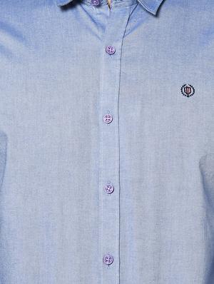 blue solid casual shirt - 17535716 - Standard Image - 5