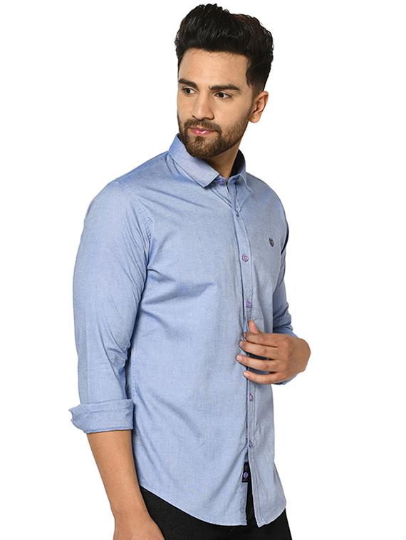 blue solid casual shirt - 17535716 - Zoom Image - 2