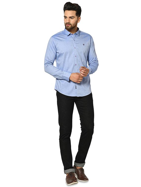 blue solid casual shirt - 17535716 - Zoom Image - 4
