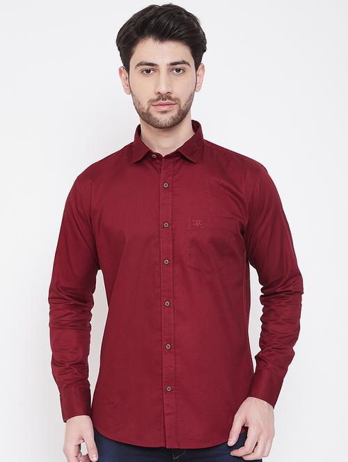 maroon solid casual shirt - 17535717 - Standard Image - 1