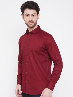 maroon solid casual shirt - 17535717 - Standard Image - 2