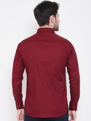 maroon solid casual shirt - 17535717 - Standard Image - 3