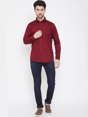 maroon solid casual shirt - 17535717 - Standard Image - 4