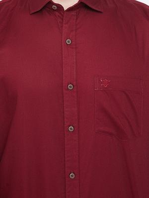 maroon solid casual shirt - 17535717 - Standard Image - 5