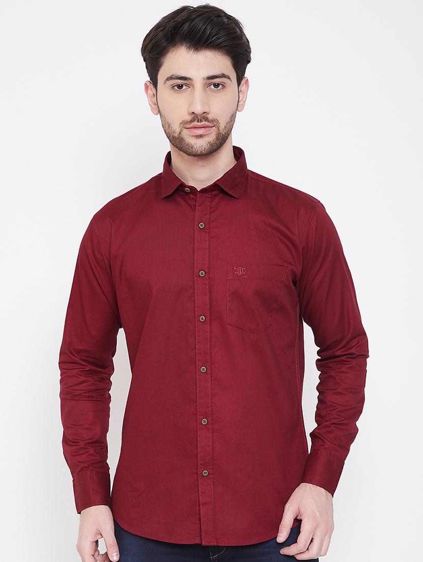 maroon solid casual shirt - 17535717 - Zoom Image - 1