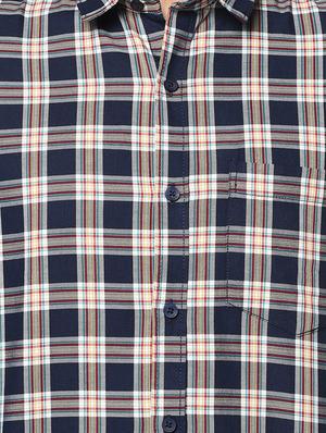 navy blue checkered casual shirt - 17535719 - Standard Image - 5